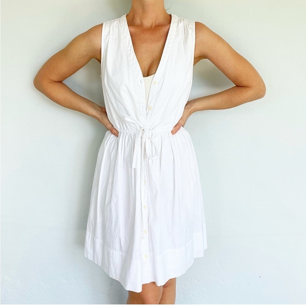 GAP white sleeveless button front tie waist cotton summer dress size 4